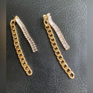 Rhinestone and  chain drop earrings